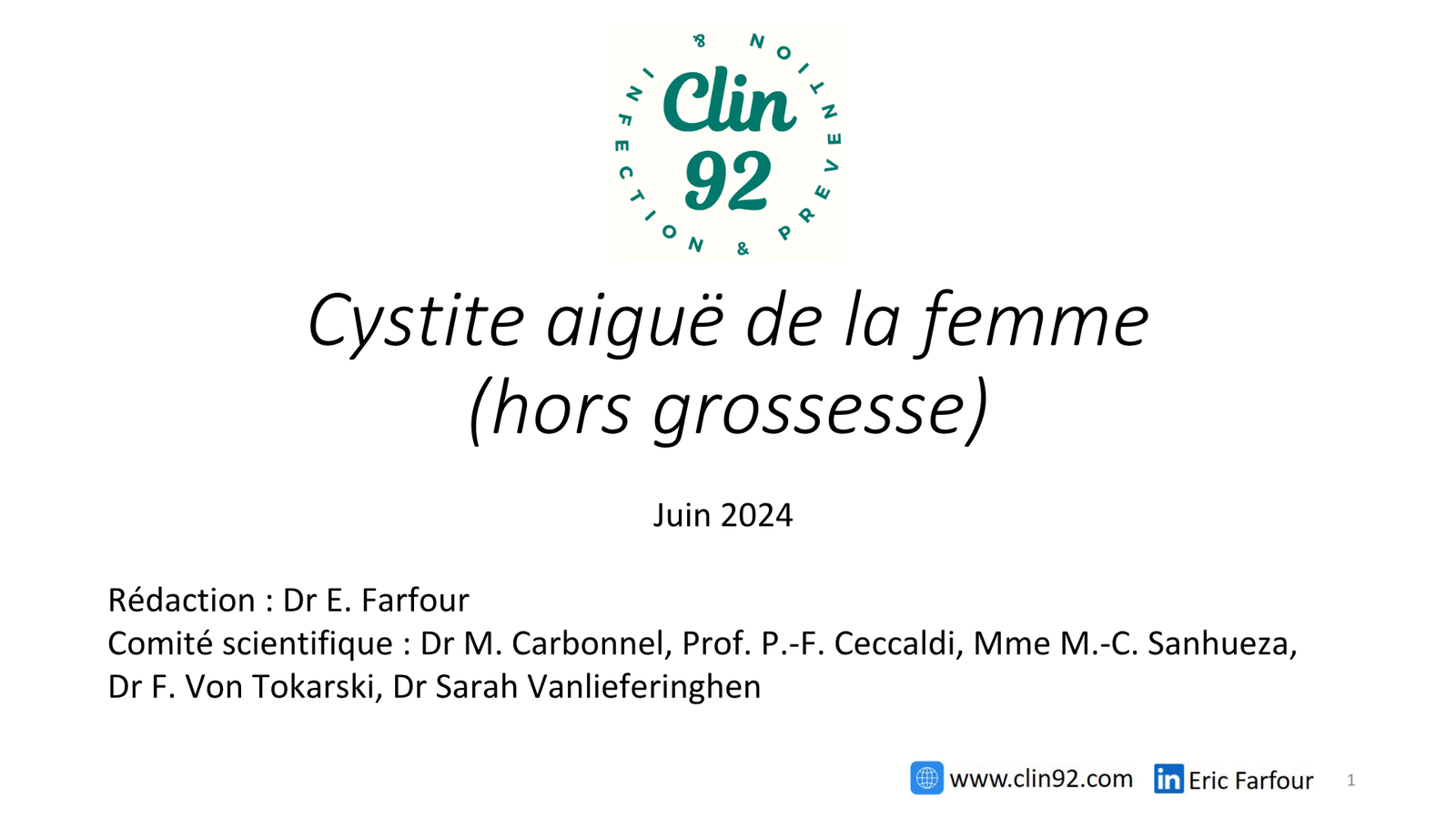 Cystite aiguë de la femme (hors grossesse) - aperçu