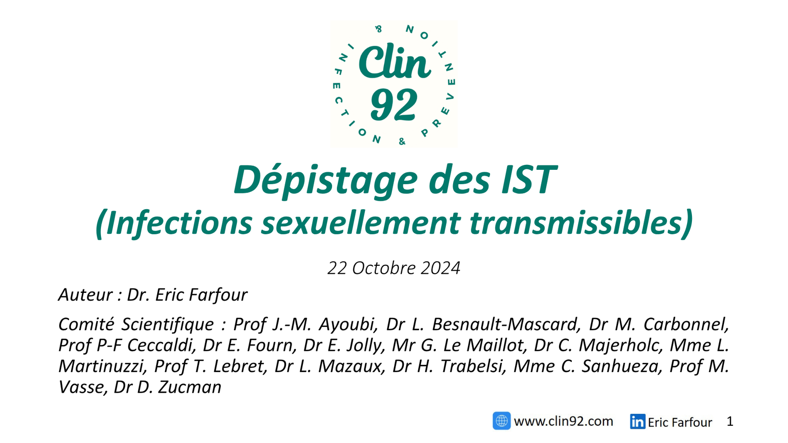 Dépistage des Infections sexuellement transmissibles (IST) - aperçu