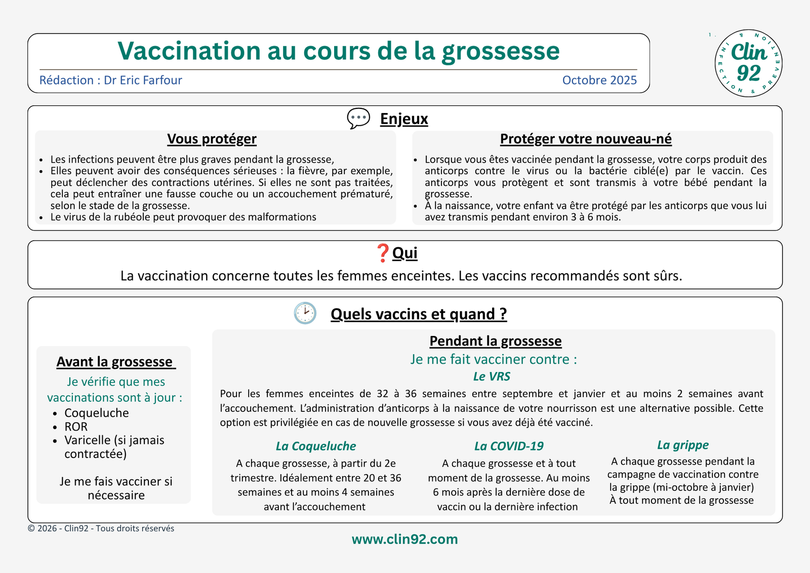 Vaccination au cours de la grossesse - aperçu